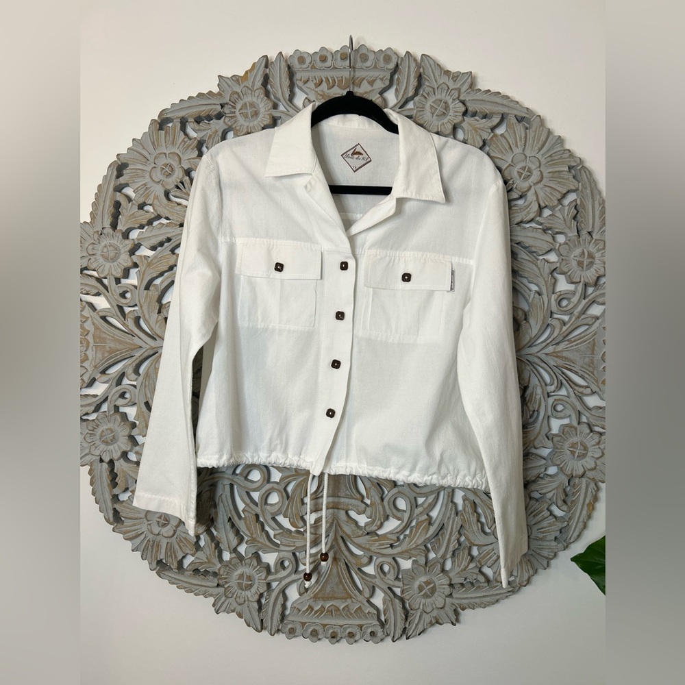 Blanc Du Nil White oversized 100% Cotton jacket bomber size T3